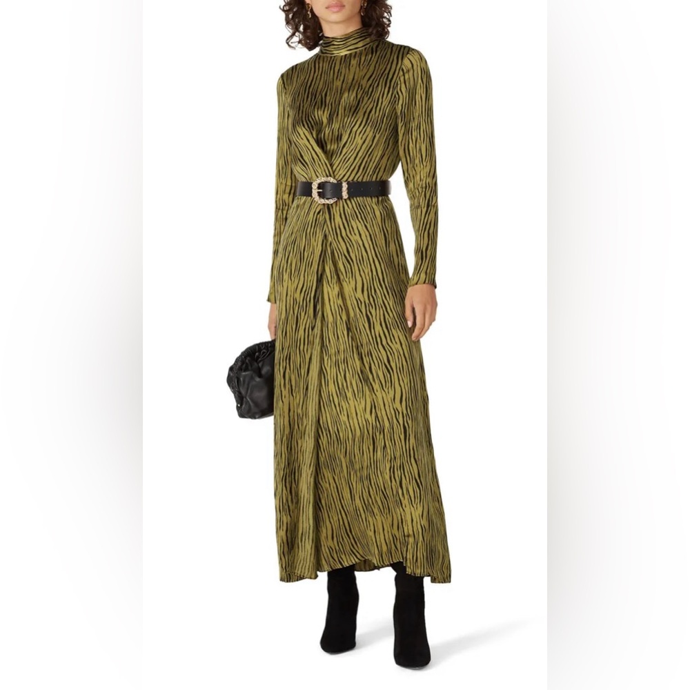 Petersyn Zuma Maxi Elegant Green Zebra Print Dress
